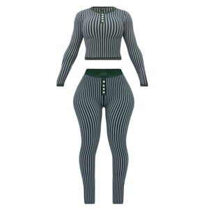 WAYDAMIN GREEN STRIPED THERMAL SET SIZE MEDIUM